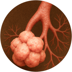 Damaged alveoli air sacs