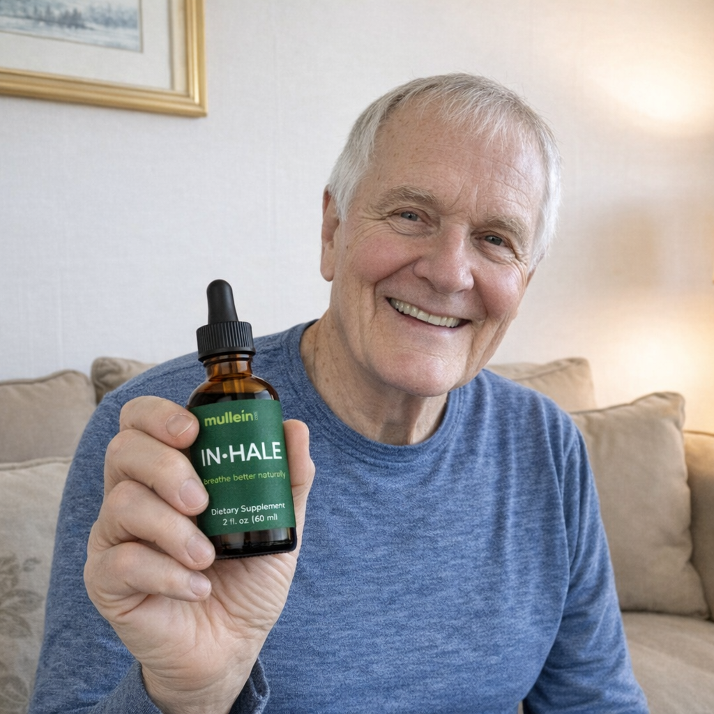 Happy woman holding a bottle of botanical tincture